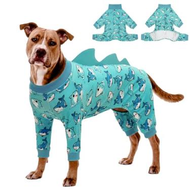 Imagem de UNIPUP Pijama de fantasia de tubarão tamanho grande, macacão para cachorro grande, antiqueda e lambida, pijama para animais de estimação de recuperação pós-cirurgia, ultramacio e elástico em 4
