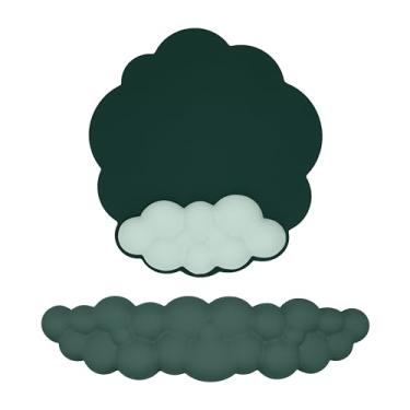 Imagem de HOTTYAO Cloud Mouse Pad Suporte de Pulso Teclado Conjunto de Apoio de Pulso Ergonômico Suporte de Pulso para Digitar Alívio da Dor Portátil para Computador Escritório Jogos (Verde Escuro-F)