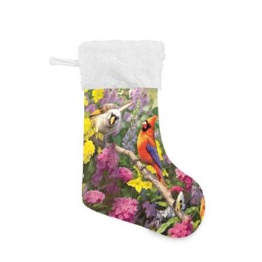 Imagem de ATTX Meias de Natal coloridas para jardim de pássaros, suportes de presente brancos de pelúcia para decorações de festas de fim de ano (48 cm, pacote com 2) #303