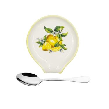 Imagem de Suporte de saquinho de chá de limão para saquinho de chá usado, porta-copos de saquinho de chá com colher para café e cozinha, 9 x 8 cm