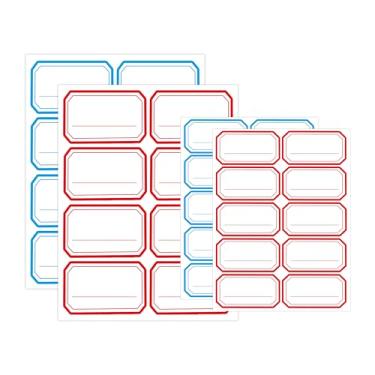 Imagem de Etiquetas de pasta de arquivo retangulares azuis e vermelhas, 75 x 52 mm e 56,5 x 34 mm, adesivos autoadesivos de inventário para recipientes de escritório de inventário, 360 peças
