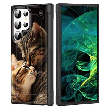 Imagem de wiaekosef Capa para Galaxy S23 Ultra, camada dupla resistente de policarbonato rígido e silicone macio resistente à prova de choque capa protetora para Samsung Galaxy S23 Ultra 5G 6,8" 2023, mãe gato beijando seu gatinho