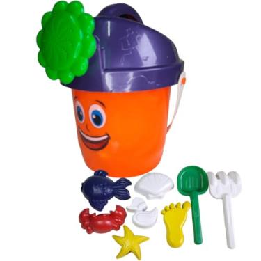 Imagem de Kit de Praia Infantil com Balde, Brinquedos para Areia, Diversão na Praia e Parque Regador florzinha (Laranja)