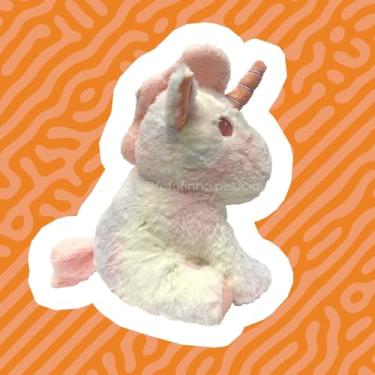 Imagem de Unicórnio de Pelúcia Ombré Olho Rosa 30 cm, toque macio, presente, ursinho de pelúcia