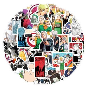 Imagem de Adesivos Sakamoto Days para garrafas de água 55 peças à prova d'água, adesivos bonitos e modernos, adequados para copos, telefones, bicicletas, guitarras, malas, piano, skate.