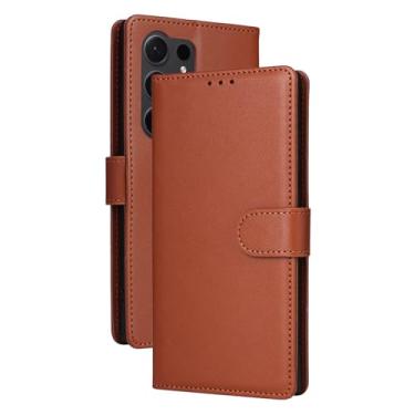 Imagem de LTLMYDAM Capa carteira para Samsung Galaxy S26 Ultra/S26 Plus/S26, capa de couro à prova de impressões digitais para cartões, capa flip com fecho magnético, laranja, S26