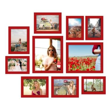 Imagem de iRahmen Conjunto de 10 molduras de colagem, decoração de parede para montagem ou exibição de mesa, conjunto de molduras para galeria de fotos de família - vários tamanhos, incluindo dois 20 x 25 cm