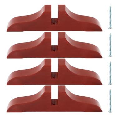 Imagem de 4 peças de suporte dobrável de madeira com parafusos, suporte de tela divisória de quarto, divisória de pés, suporte de tela de privacidade dobrável para escritório em casa de hotel (vermelho escuro)