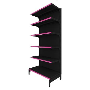 Imagem de Gôndola Prateleira Preta 6 Níveis 40x30 New Plus 2,00 Parede Inicial Pe Rosa - Sa Gôndolas