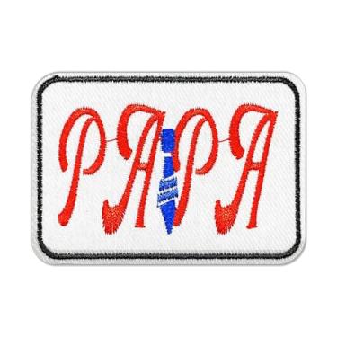 Imagem de FANCIBAND Patches Papa Iron On para chapéus – aplique bordado de 7,7 cm, aplique para passar a ferro/costurar para roupas, jaquetas, chapéu, mochilas, jeans, presente de dia dos pais para papai/avô
