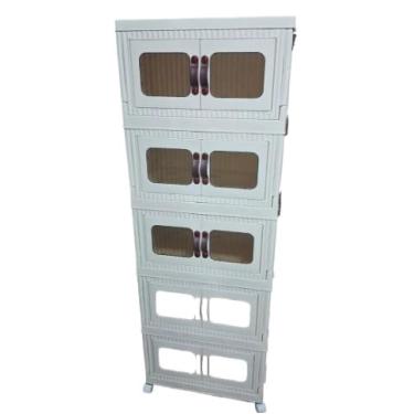 Imagem de Prateleira Armário Nicho Organizador 5 Compartimentos Empilháveis Estante Casa Escritório Vertical (Visor Transparente)