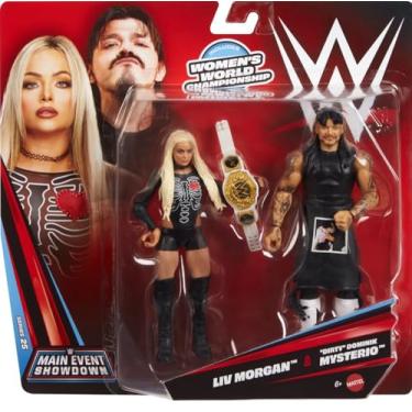 Imagem de Mattel WWE Main Event Showdown Action Figures 2-Pack with Accessory, Series #25 ”Dirty” Dominik Mysterio & Liv Morgan Collectible Set, 6-inch