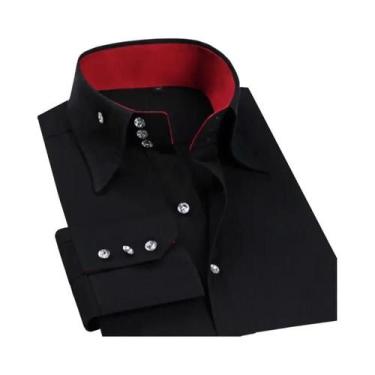 Imagem de Camisa Social Masculina Branca Slim Fit De Manga Longa Com Gola E Botõ