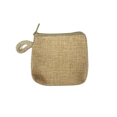 Imagem de Bolsa organizadora para uso diário, pequena bolsa de pulso para chaves, moedas, batom e cabos, Bege, Casual