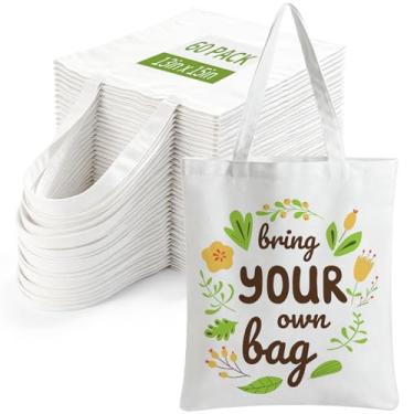 Imagem de MAFYE 60 peças de sacolas vazias de sublimação a granel, sacolas de supermercado reutilizáveis, bolsa de lona de transferência de calor, presentes personalizados para mulheres e homens, publicidade