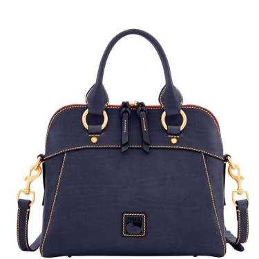 Imagem de Dooney & Bourke Bolsa feminina de couro florentino Cameron com alça transversal opcional, Azul marino, One Size