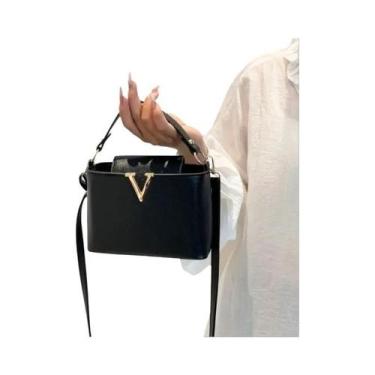 Imagem de Bolsa Tote De Luxo Em Forma De V Para Mulheres, Bolsa De Ombro Em Cour