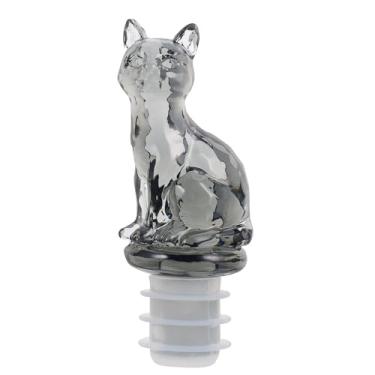 Imagem de Hemobllo Tampa de silicone criativa para garrafa de vinho para garrafas de vinho, design fofo de gato cinza, reutilizável e fácil de limpar para festas e decoração de mesa de jantar