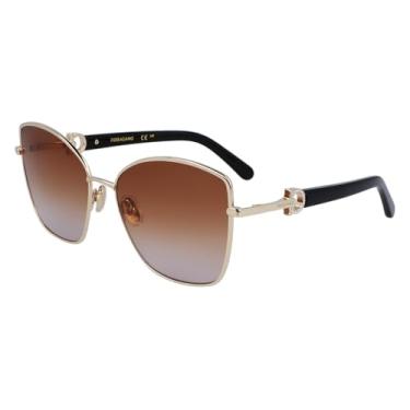 Imagem de Salvatore Ferragamo Óculos de Sol SF312SR Unissex 745 Dourado/Marrom Gradiente, 60