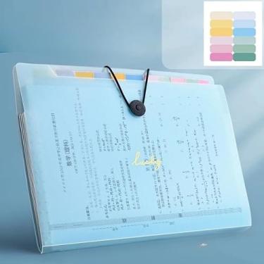Imagem de Pasta A4 com 12 divisórias expansíveis para documentos, grande capacidade, fechamento elástico seguro, organização portátil para escritório, estudo e uso diário (AZUL,2 PEÇAS)