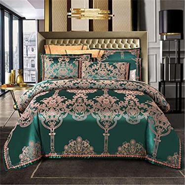 Imagem de Jogo de cama de cetim cinza de seda luxuosa, King, Queen, jogo de lençol com elástico, capa de edredom (3 Queen Size 4 peças)