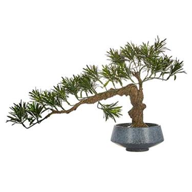 Imagem de Plantas falsas/plantas falsas cedro artificial chinês desktop decoração de valor verde, vaso artificial de hotel, sala de estar, varanda, joias zen, planta artificial, bonsai artificial, plantas