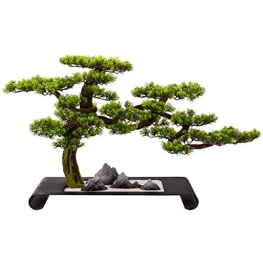 Imagem de SLGGPJBU Plantas falsas bonsai artificial pinheiro simulação planta verde bonsai interior planta falsa vaso plantas artificiais casa plantas para casa sala de estar varanda exibição artificial plantas