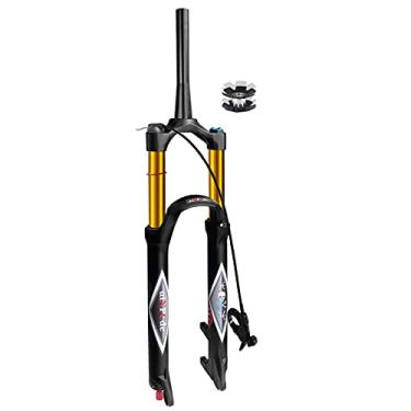 Imagem de Garfo dianteiro 26 garfo de ar para bicicleta 27,5 29 polegadas 140 mm viagem, FO01-RK21 tubo reto/cônico XC garfo de suspensão de bicicleta de montanha XC para pneus de 3,8-6,2 cm (trava remota