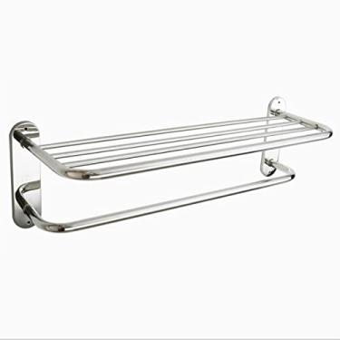 Imagem de 3FLQOOPP Suporte de toalha de aço inoxidável haste dupla toalheiro de banheiro suporte de parede suporte de toalha economia de espaço para casa e hotel