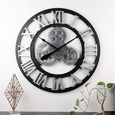 Imagem de U5GAAALPPQ9 Relógio de mesa relógios de parede 70 cm/27,5 polegadas antigo vintage metal e madeira esqueleto silencioso para casa, escritório, sala de estar, quarto, decoração relógios (números