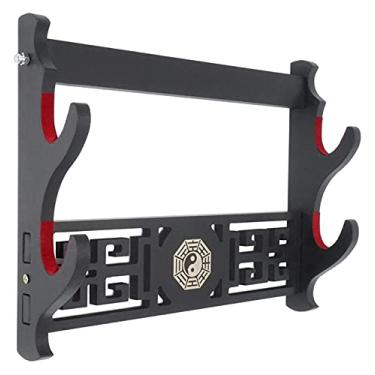 Imagem de U5GAAALPPQ9 Acessórios de mesa Suporte de arma suporte de espada suporte de parede de veludo vermelho Katana suporte de espada Samurai suporte de exibição suporte de espada estilo bagua suporte de