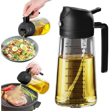 Imagem de Festa Fresh Pulverizador de azeite de oliva de vidro de 470 ml para cozinhar, dispensador de óleo 2 em 1 para utensílios de cozinha, frasco de spray premium de grau alimentício com controle de porção