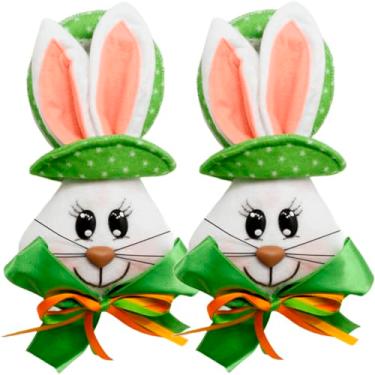 Imagem de Kit 4 Pendente Páscoa Coelho Verde Para Porta Enfeite 23cm