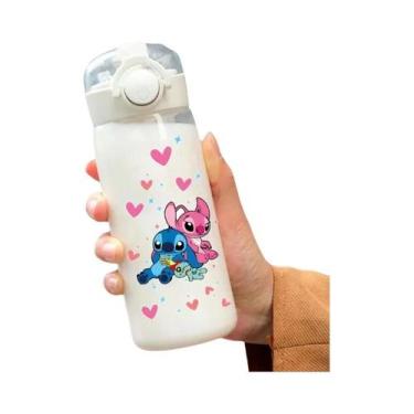Imagem de Garrafa De Água Infantil Lilo Stitch Com Canudo 600/400ML Transparente