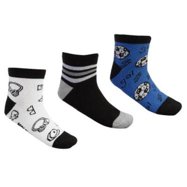 Imagem de Meia Molekinho Infantil Kit C-3 Pares MK24-28991, Branco, Preto, 28