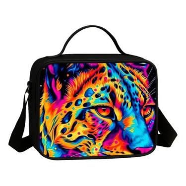 Imagem de Lancheira Termica Escolar Infantil Avulsa Estampa Tigre Cores Neon Vib