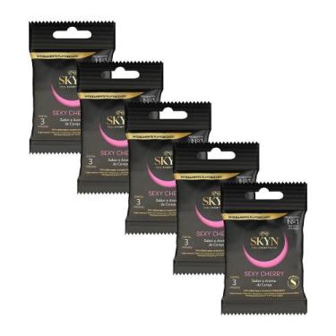 Imagem de Kit c/ 5 Pacotes Preservativo SKYN Sexy Cherry c/ 3 Un Cada