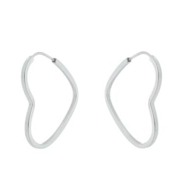 Imagem de Brinco Argola Prata 925 Coração 1,5cm Presente com garantia - Encantad