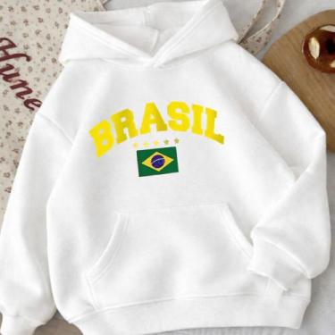 Imagem de Moletom Canguru Adulto Brasil Estrelas 1001 Casaco Blusa De Frio Uniss