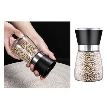 Imagem de Moedor de sal e pimenta de aço inoxidável com moedor ajustável de moinhos de aço inoxidável com pimenta e sal (preto)