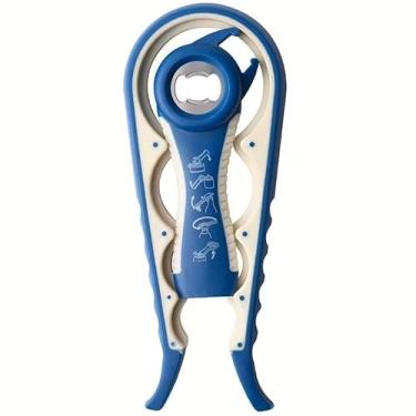 Imagem de Conjunto de abridor de jarras, abridor de garrafas e latas multifuncional 5 em 1, adequado para acampamento, viagens, azul