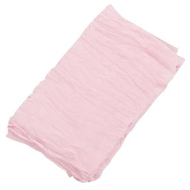 Imagem de Caminho de mesa enrugado boho toalha de mesa de gaze transparente decoração de festa delicada 90 x 180 cm rosa para casamento e decoração de casa