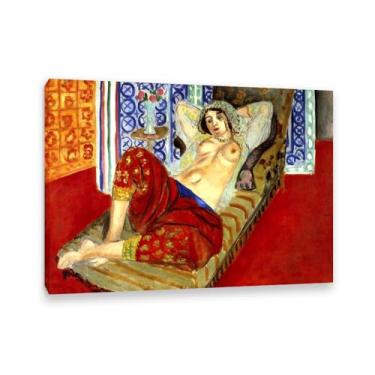 Imagem de Henri Matisse Canvas Wall Art Odalisca com Culottes Vermelhos Gravuras Famosas Reprodução de Pintura a Óleo Decoração de Parede para Sala de Estar Banheiro Henri Matisse Pôster Moldura 42x30cm