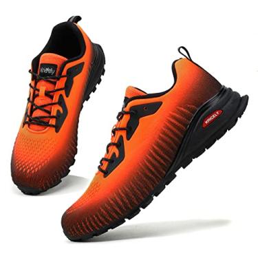 Imagem de Kricely Tênis masculino de corrida de trilha, moderno, para caminhada, caminhada, tênis, cross training, uso ao ar livre, casual, para treino, Laranja, 13