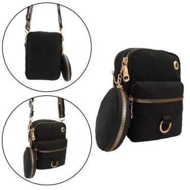 Imagem de Bolsa transversal mini bag com porta moeda - Ao Long, Preto, P