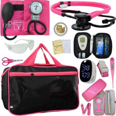 Imagem de Kit Enfermagem Bolsa Esteto Pink Black P.A Med, PINK BLACK P.A MED