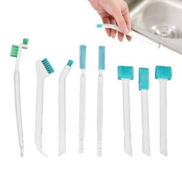 Imagem de Escova de fenda, ferramenta de limpeza de azulejos de 8 peças - Escova de limpeza, para chuveiro, banheiro, chão, casa, , churrasqueira, garrafa, banheiro, cozinha, pia, janela, ventilador