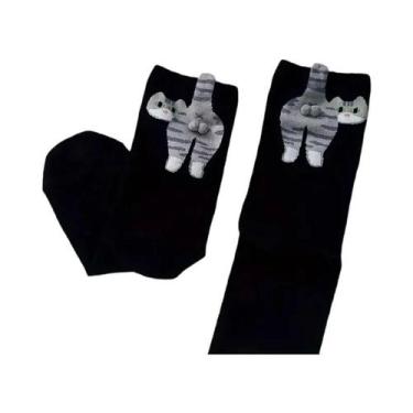Imagem de Meias De Algodão 3D De Gato Preto E Branco, Respiráveis E Macias, Novi