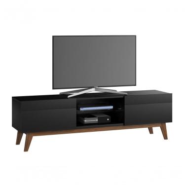 Imagem de Rack Para Sala Retrô Preto 2g 1.8 - Imcal Móveis