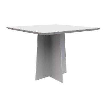 Imagem de Mesa de Jantar Quadrada Tampo com Vidro Tina 100 cm Off White - D'Ross